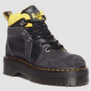 Dr. Martens Women’s Zuma Hiker Black Leather-Suede Platform Boots New